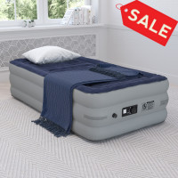 Flash Furniture WG-AM101-18-T-GG 18 inch Air Mattress with ETL Certified Internal Electric Pump and Carrying Case - Twin